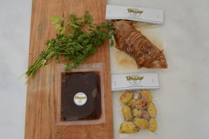 Solomillo con patatas Provenzal y salsa agridulce